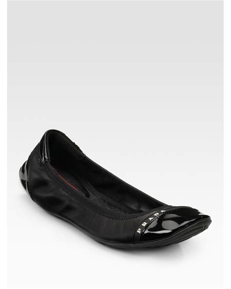 prada womens scrunch ballet flat shoes sale